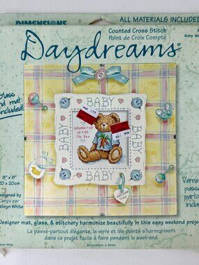 Dimensions Baby Welcome Cross Stitch Kit Teddy Bear 8x8 New